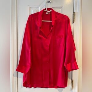 Red silk sleep shirtt.